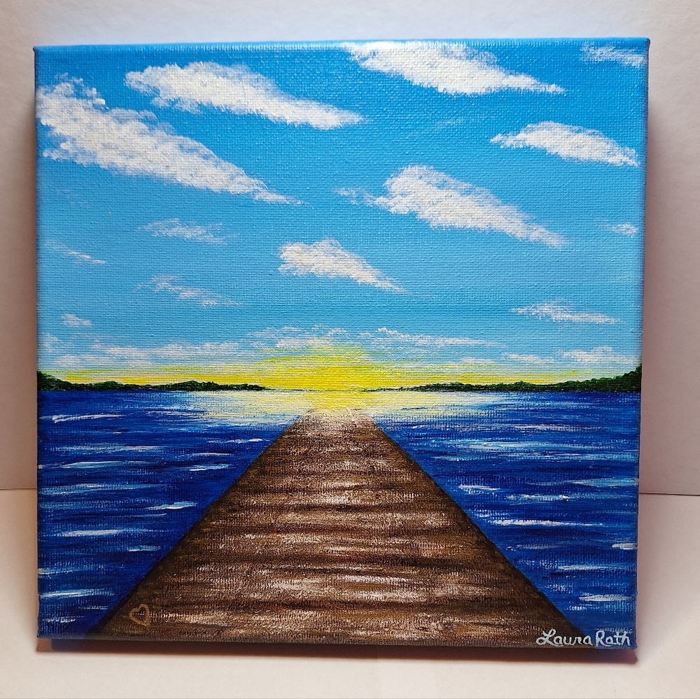"Morning On the Lake" Hand-painted Canvas - Picture 2 of 12